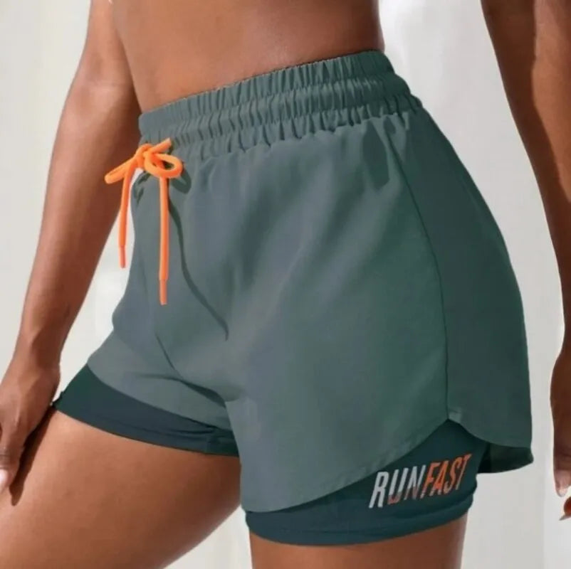 Short à taille haute avec élastiques de running / trail