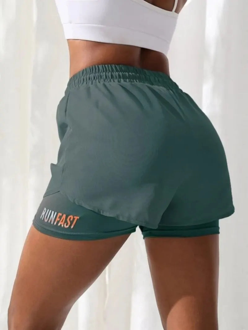 Short à taille haute avec élastiques de running / trail