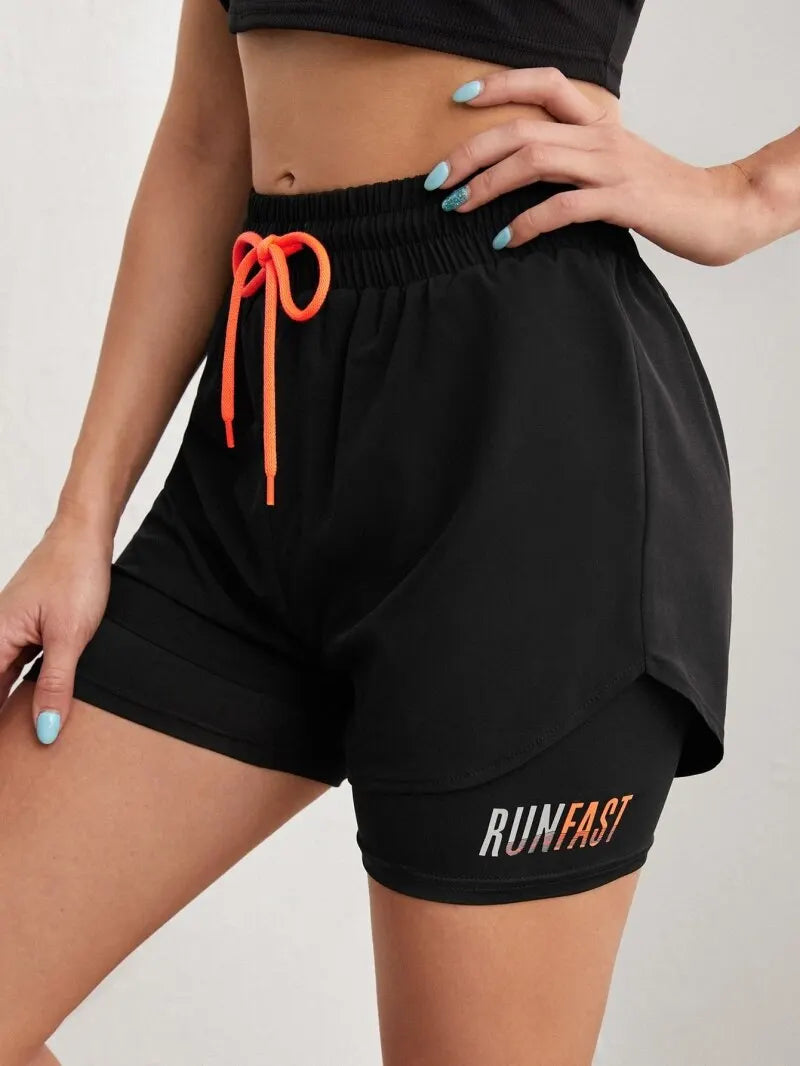 Short à taille haute avec élastiques de running / trail